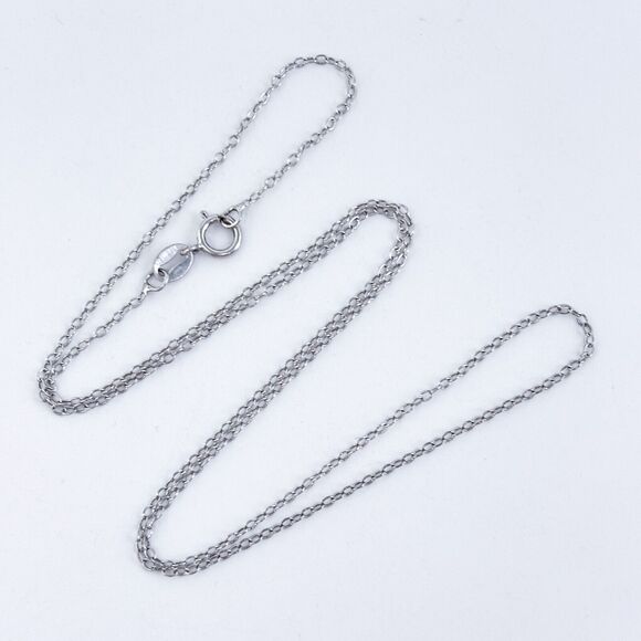 Vintage Italy BSI Sterling Silver 925 0.7mm Cable Chain Necklace 18" - Picture 1 of 3